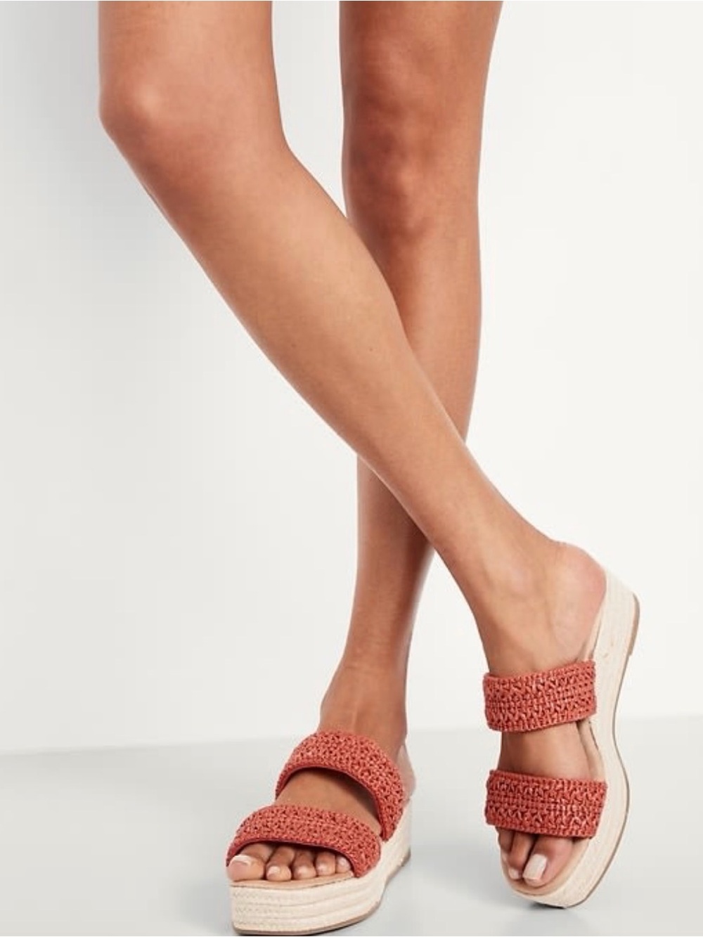 Old Navy Woven Double-Strap Slide Sandals - Terracotta